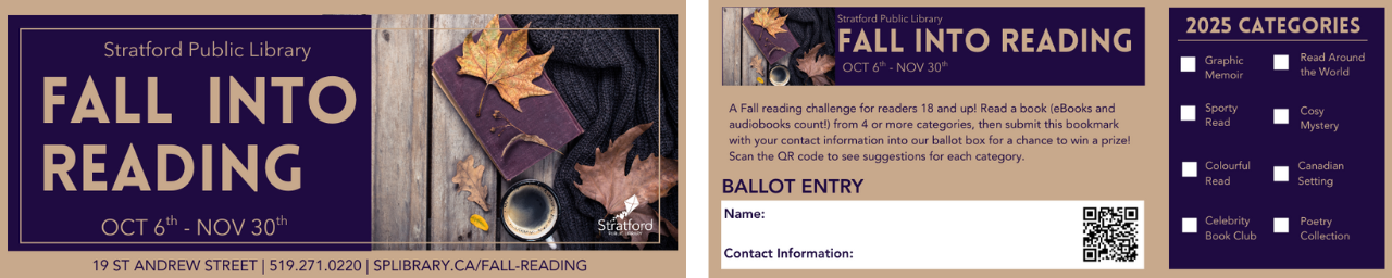 Fall Reading Bookmark