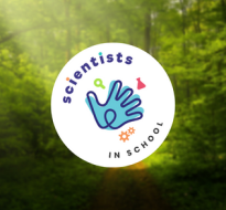 march break scientists in school.png scientists in school logo with a forest in behind