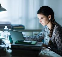 Woman doing online coursework