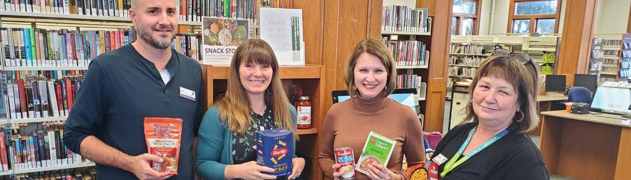 Library Staff with Snack Stop Food