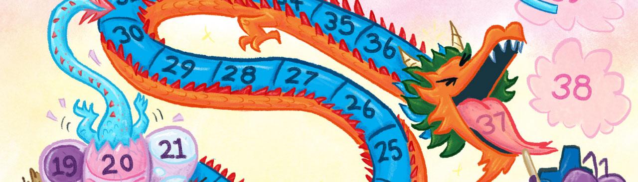 OnceUponASummer.jpg An illustration of a game board with a dragon on it