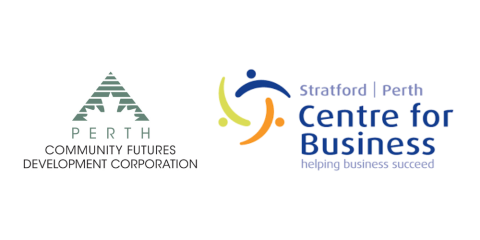 Logos for Perth Community Futures and Stratford Perth Centre for Business