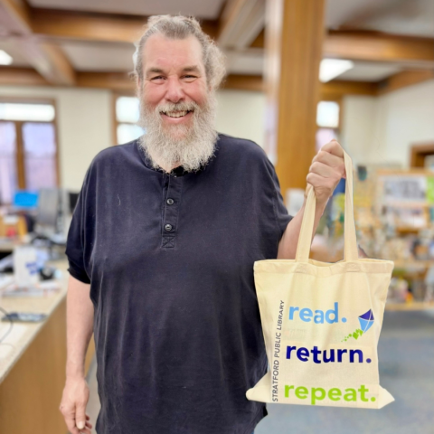 Dan with tote